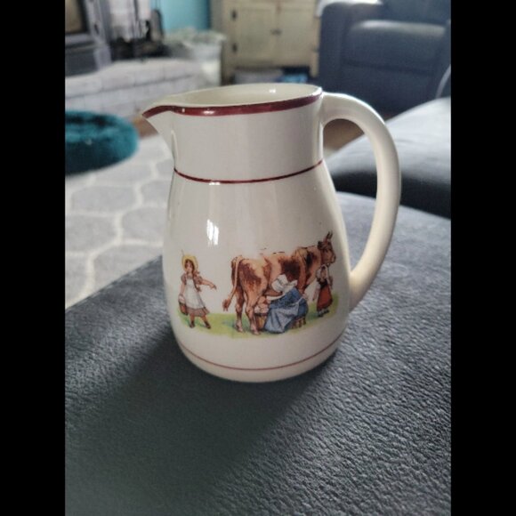 Other - Vintage small pitcher. Cow being milked with mom and kids